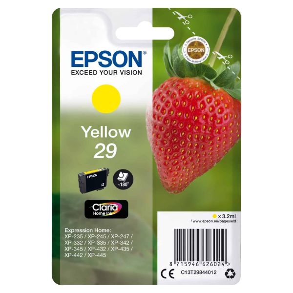 Epson Strawberry Singlepack Yellow 29 Claria Home Ink (C13T29844022) Epson Strawberry Singlepack Yellow 29 Claria Home Ink (C13T29844022)