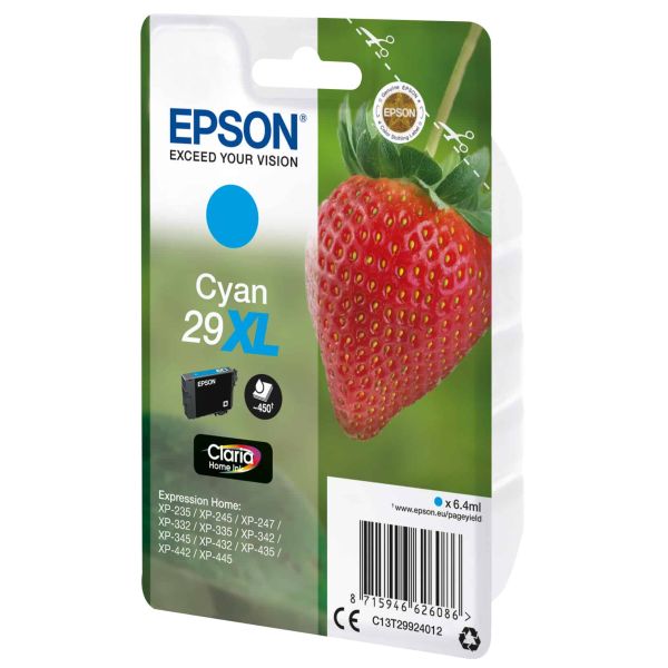 Epson Strawberry Singlepack Cyan 29XL Claria Home Ink (C13T29924012)