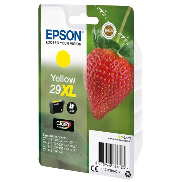 Epson Strawberry Singlepack Yellow 29XL Claria Home Ink (C13T29944022)