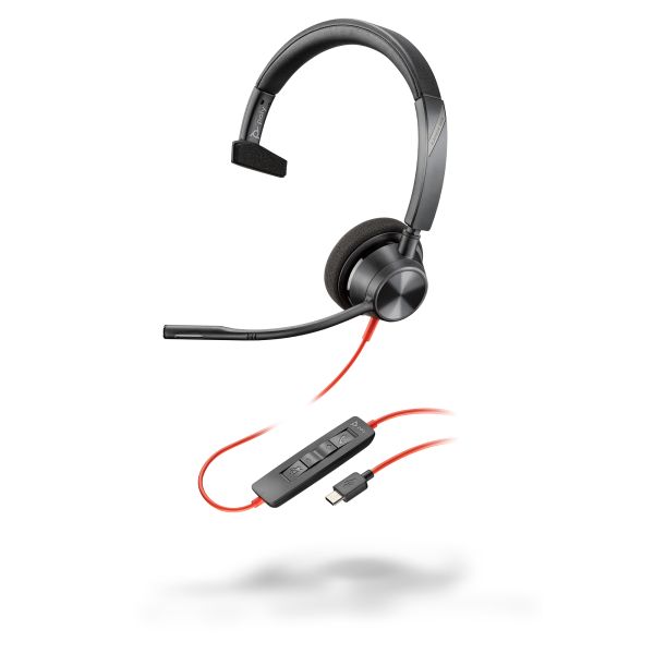 HP Poly Blackwire 3310 Monaural USB-C Headset + USB-C/A adapter (8X215AA)
