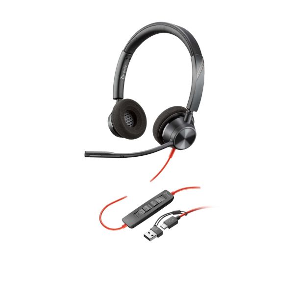 HP Poly Blackwire 3320 Stereo USB-C Headset + USB-C/A adapter (8X219AA)