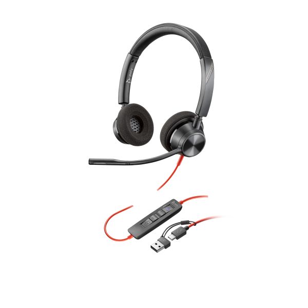 HP Poly Blackwire 3320 Stereo Microsoft Teams Certified USB-C Headset + USB-C/A adapter (8X220AA)