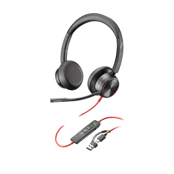 HP Poly Blackwire 8225 Stereo USB-C Headset + USB-C/A adapter (8X223AA)
