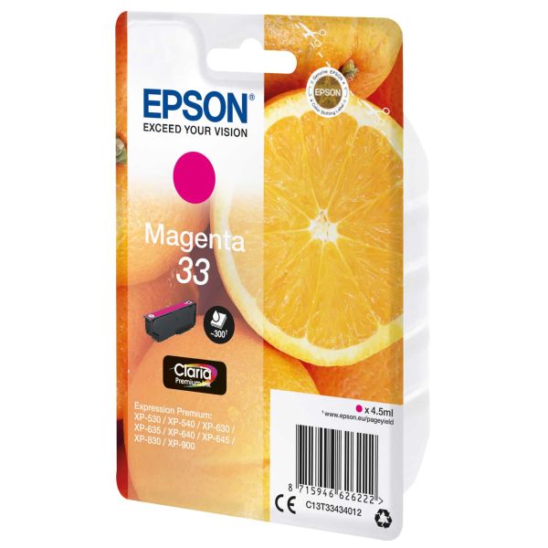 Epson Oranges Singlepack Magenta 33 Claria Premium Ink (C13T33434022)