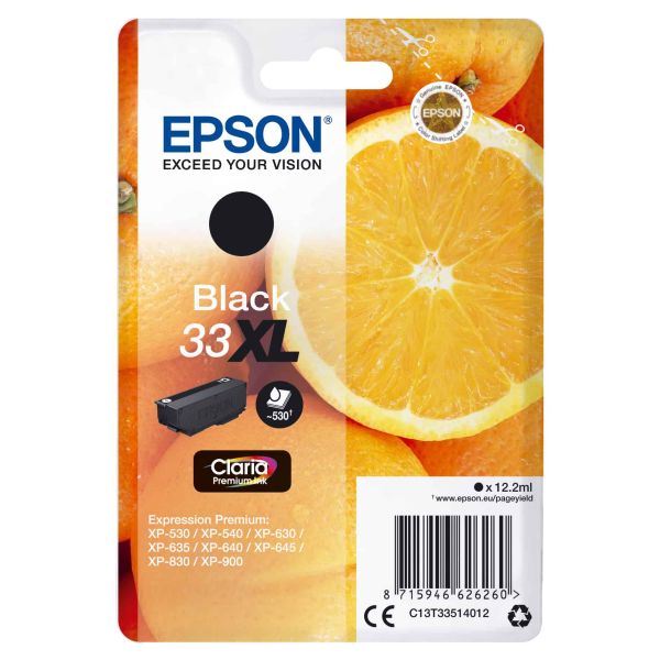 Epson Oranges Singlepack Black 33XL Claria Premium Ink (C13T33514012)