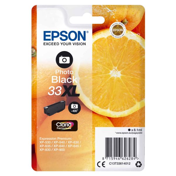 Epson Oranges Singlepack Photo Black 33XL Claria Premium Ink (C13T33614012) Epson Oranges Singlepack Photo Black 33XL Claria Premium Ink (C13T33614012)