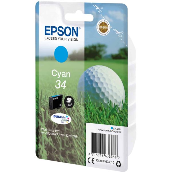 Epson Golf ball Singlepack Cyan 34 DURABrite Ultra Ink (C13T34624020)