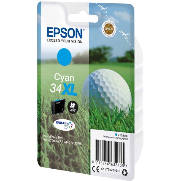 Epson Golf ball Singlepack Cyan 34XL DURABrite Ultra Ink (C13T34724010)