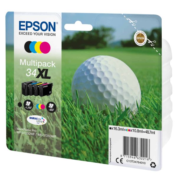 Epson Golf ball Multipack 4-colours 34XL DURABrite Ultra Ink (C13T34764010) Epson Golf ball Multipack 4-colours 34XL DURABrite Ultra Ink (C13T34764010)