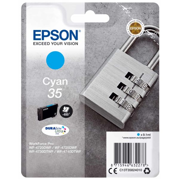 Epson Padlock Singlepack Cyan 35 DURABrite Ultra Ink (C13T35824020) Epson Padlock Singlepack Cyan 35 DURABrite Ultra Ink (C13T35824020)