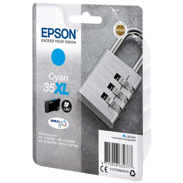 Epson Padlock Singlepack Cyan 35XL DURABrite Ultra Ink (C13T35924010)