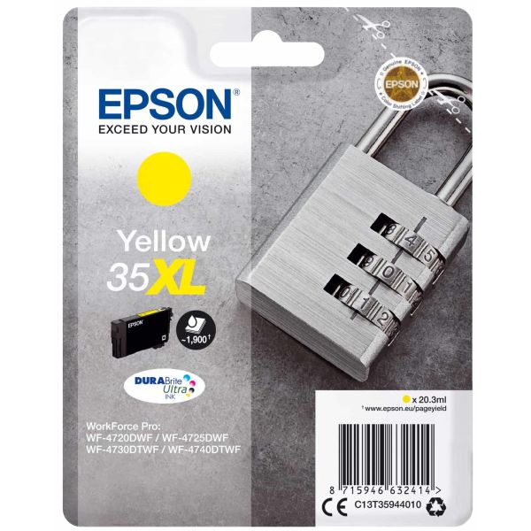 Epson Padlock Singlepack Yellow 35XL DURABrite Ultra Ink (C13T35944010) Epson Padlock Singlepack Yellow 35XL DURABrite Ultra Ink (C13T35944010)