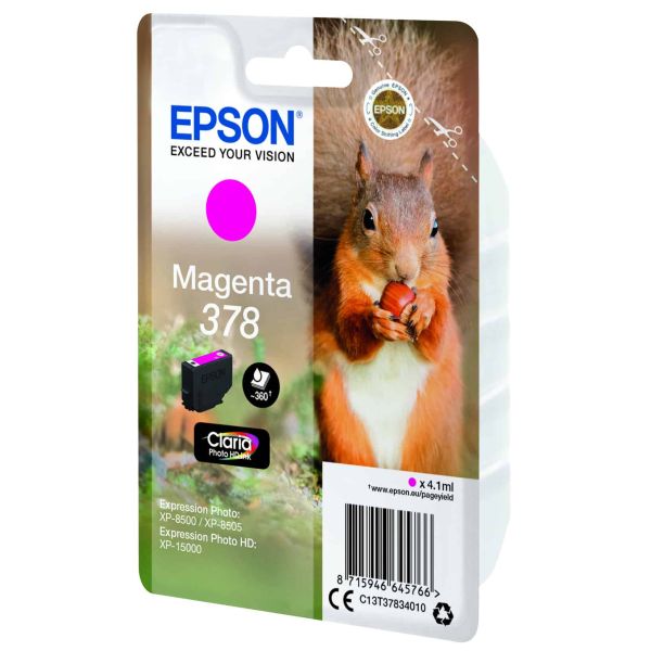 Epson Squirrel Singlepack Magenta 378 Claria Photo HD Ink (C13T37834010)