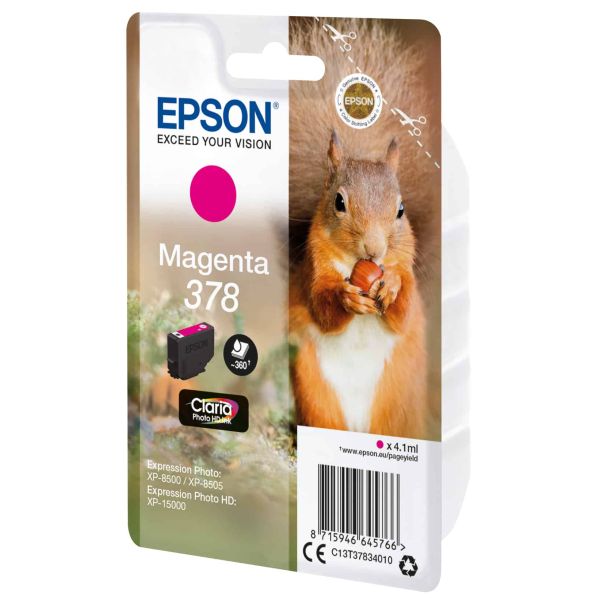 Epson Squirrel Singlepack Magenta 378 Claria Photo HD Ink (C13T37834010)