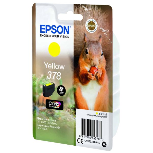 Epson Squirrel Singlepack Yellow 378 Claria Photo HD Ink (C13T37844010)