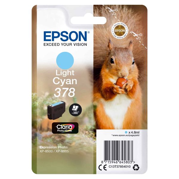 Epson Squirrel Singlepack Light Cyan 378 Claria Photo HD Ink (C13T37854010)