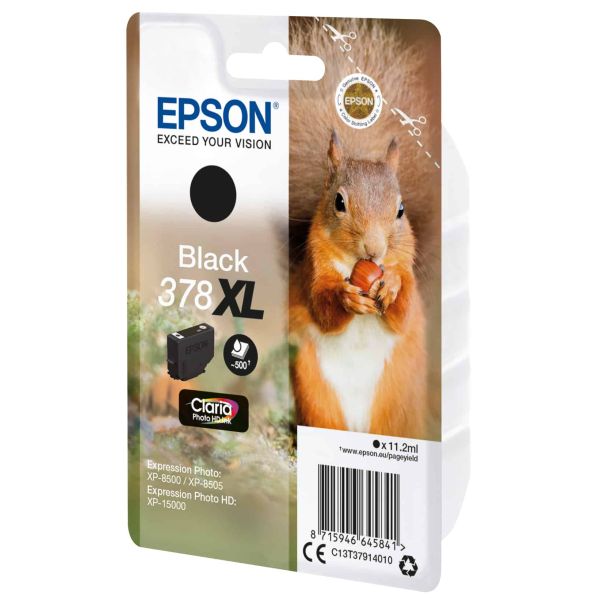 Epson Squirrel Singlepack Black 378XL Claria Photo HD Ink (C13T37914020)