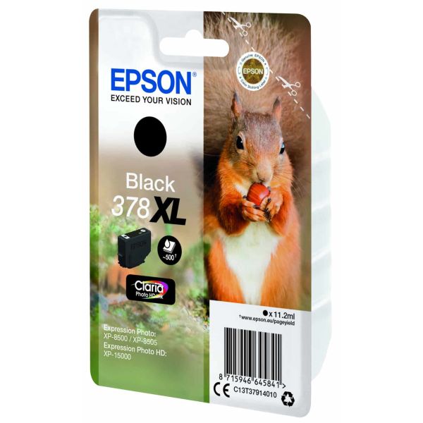 Epson Squirrel Singlepack Black 378XL Claria Photo HD Ink (C13T37914020)