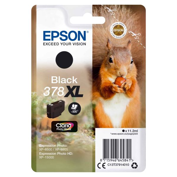 Epson Squirrel Singlepack Black 378XL Claria Photo HD Ink (C13T37914020) Epson Squirrel Singlepack Black 378XL Claria Photo HD Ink (C13T37914020)