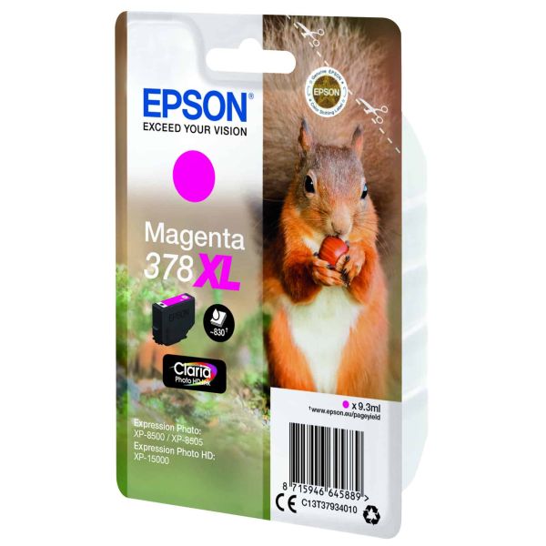 Epson Squirrel Singlepack Magenta 378XL Claria Photo HD Ink (C13T37934020)