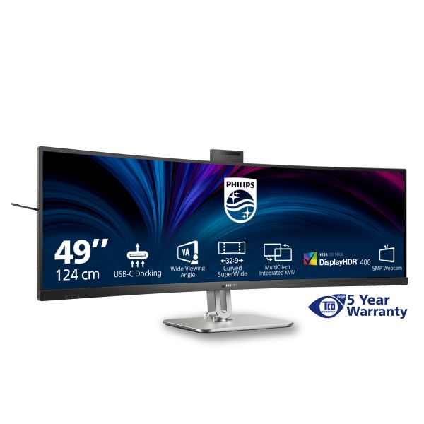Philips 5000 series 49B2U5900CH/00 computer monitor 124 cm (48.8") 5120 x 1440 Pixels Dual QHD LCD Zwart (49B2U5900CH/00)