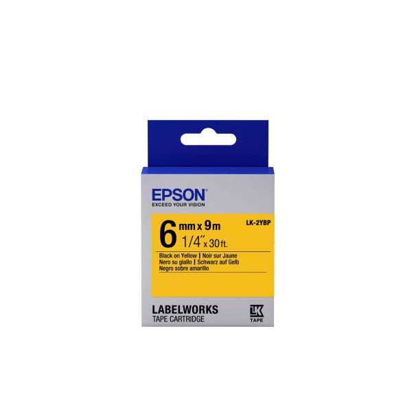 Epson Pastel Tape - LK-2YBP Pastel Blk/Yell 6/9 (C53S652002)