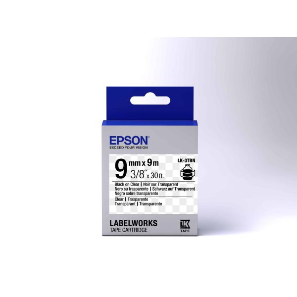 Epson Transparent Tape - LK-3TBN Clear Blk/Clear 9/9 (C53S653004)