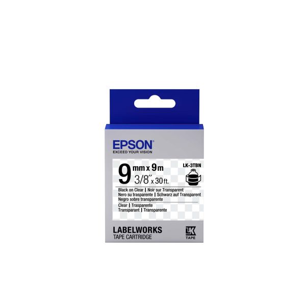 Epson Transparent Tape - LK-3TBN Clear Blk/Clear 9/9 (C53S653004)