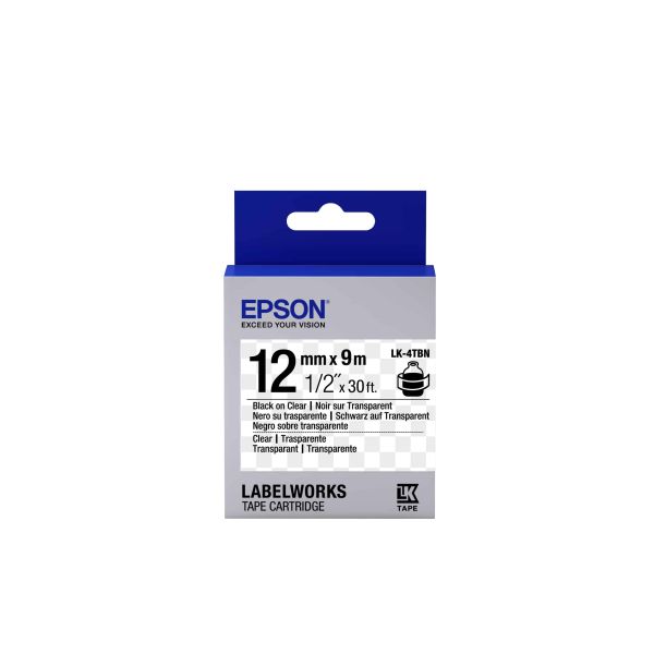 Epson Transparent Tape- LK-4TBN Clear Blk/Clear 12/9 (C53S654012) Epson Transparent Tape- LK-4TBN Clear Blk/Clear 12/9 (C53S654012)