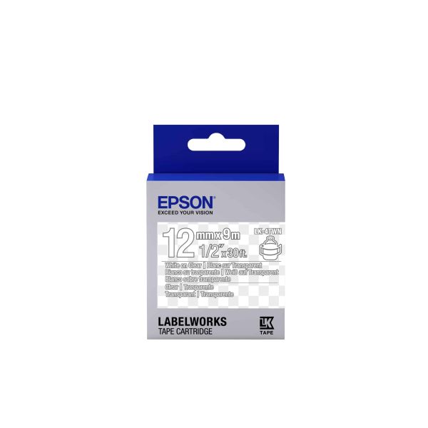 Epson Transparent Tape - LK-4TWN Clear White/Clear 12/9 (C53S654013) Epson Transparent Tape - LK-4TWN Clear White/Clear 12/9 (C53S654013)