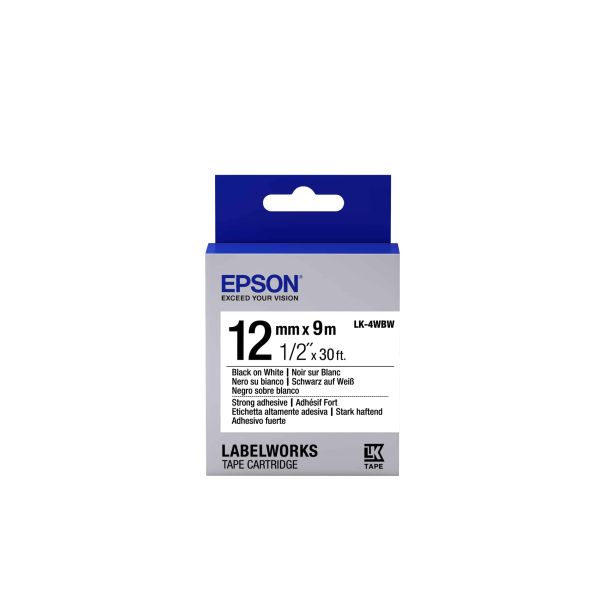 Epson Strong Adhesive Tape - LK-4WBW Strng adh Blk/Wht 12/9 (C53S654016) Epson Strong Adhesive Tape - LK-4WBW Strng adh Blk/Wht 12/9 (C53S654016)