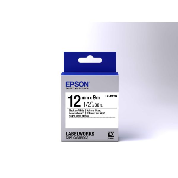 Epson Standard Tape - LK-4WBN Std Blk/Wht 12/9 (C53S654021)