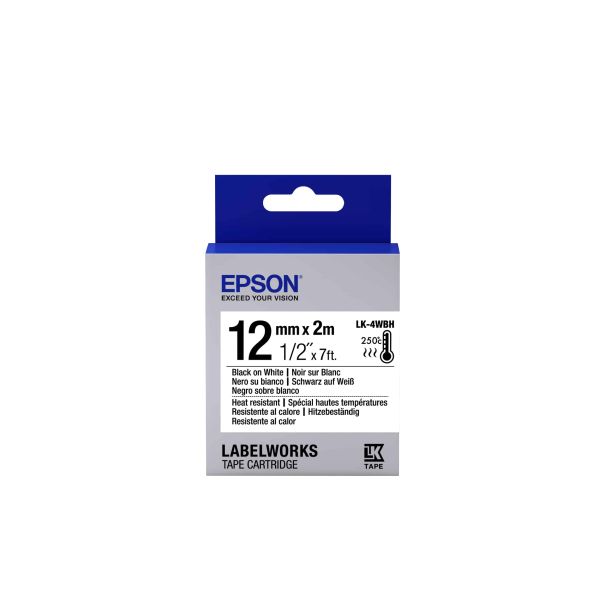 Epson Hittebestendige label tape voor -etikettencassette LK-4WBH (C53S654025) Epson Hittebestendige label tape voor -etikettencassette LK-4WBH (C53S654025)