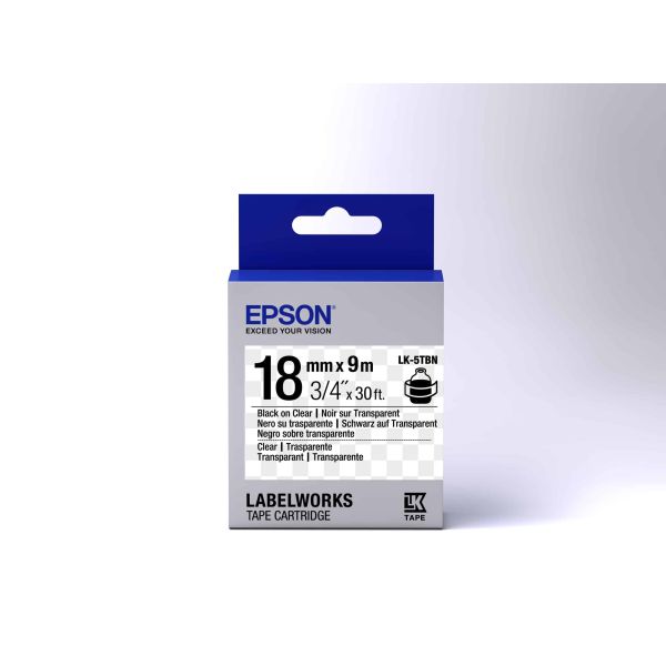 Epson Transparent Tape - LK-5TBN Clear Blk/Clear 18/9 (C53S655008)