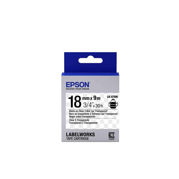 Epson Transparent Tape - LK-5TBN Clear Blk/Clear 18/9 (C53S655008) Epson Transparent Tape - LK-5TBN Clear Blk/Clear 18/9 (C53S655008)