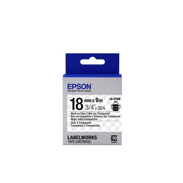 Epson Transparent Tape - LK-5TBN Clear Blk/Clear 18/9 (C53S655008)