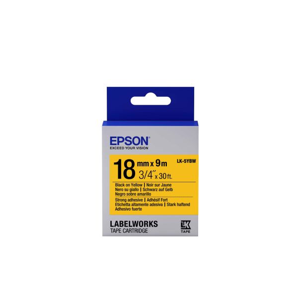Epson Strong Adhesive Tape - LK-5YBW Strng adh Blk/Yell 18/9 (C53S655010)