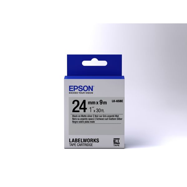 Epson Matte Tape - LK-6SBE Matte Blk/MattSiv 24/9 (C53S656009)