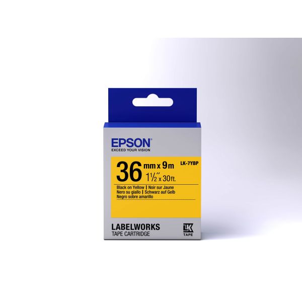 Epson Pastel Tape- LK-7YBP Pastel Blk/Yell 36/9 (C53S657005)