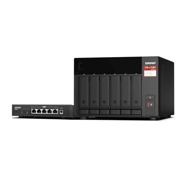 QNAP TS-673A-SW5T data-opslag-server NAS Tower Ryzen Embedded V1500B 8 GB DDR4 0 TB QNAP QTS Zwart (TS-673A-SW5T)
