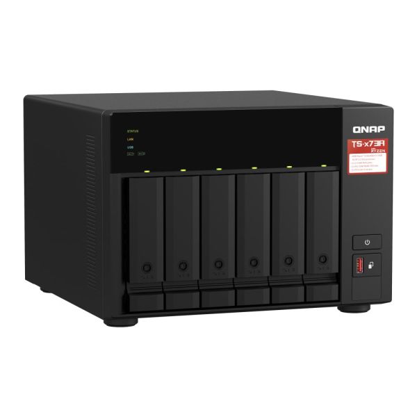 QNAP TS-673A-SW5T data-opslag-server NAS Tower Ryzen Embedded V1500B 8 GB DDR4 0 TB QNAP QTS Zwart (TS-673A-SW5T)