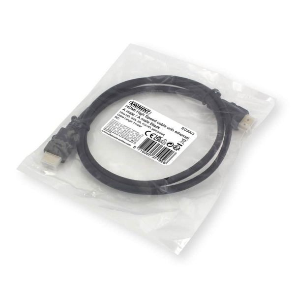 Ewent OEM High Speed HDMI kabel met ethernet, 3 Meter Zwart (EC3903)