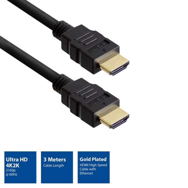 Ewent OEM High Speed HDMI kabel met ethernet, 3 Meter Zwart (EC3903)