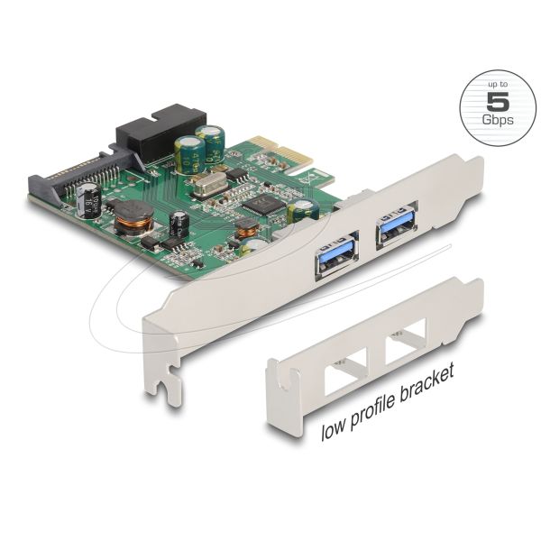 DELOCK PCI Express x1 Karte 2 x extern USB 3.2 Gen 1 Typ-A (90096)
