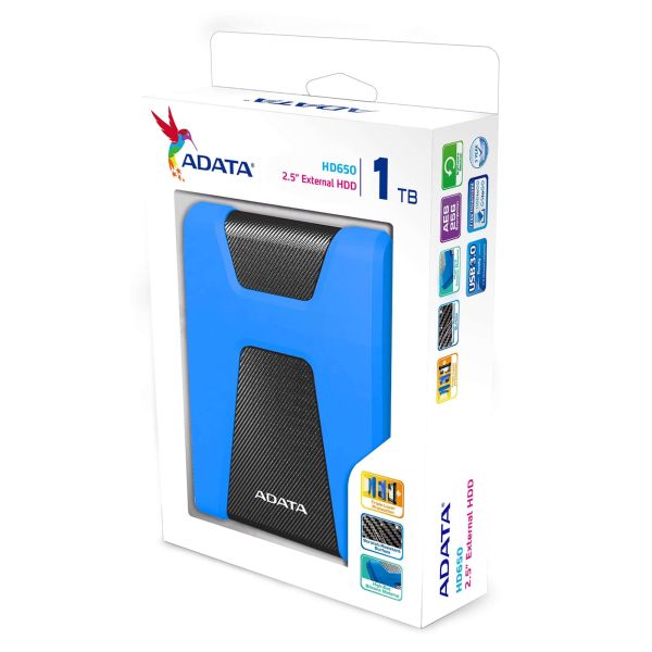 ADATA HD650 externe harde schijf 1 TB 2.5" Micro-USB B 3.2 Gen 1 (3.1 Gen 1) Blauw (AHD650-1TU31-CBL)
