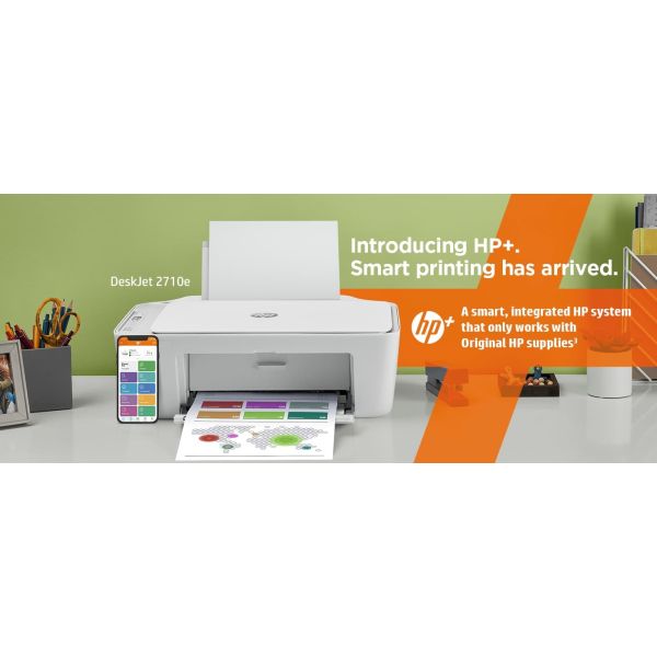 HP DeskJet HP 2710e All-in-One printer, Kleur, Printer voor Home, Printen, kopiëren, scannen, Draadloos; HP+; Geschikt voor HP Instant Ink; Printen vanaf een telefoon of tablet (26K72B#629)
