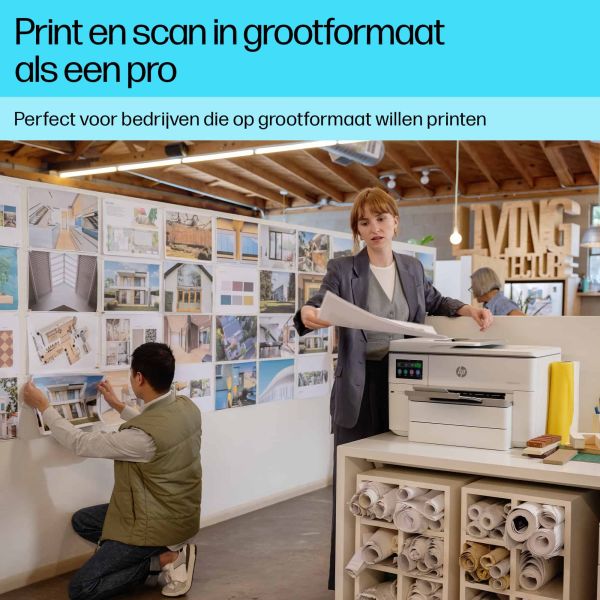 HP OfficeJet Pro HP 9730e Wide Format All-in-One printer, Kleur, Printer voor Kleine kantoren, Printen, kopiëren, scannen, HP+; geschikt voor HP Instant Ink; draadloos; dubbelzijdig printen; printen vanaf telefoon of tablet; automatische documentinvoer; U