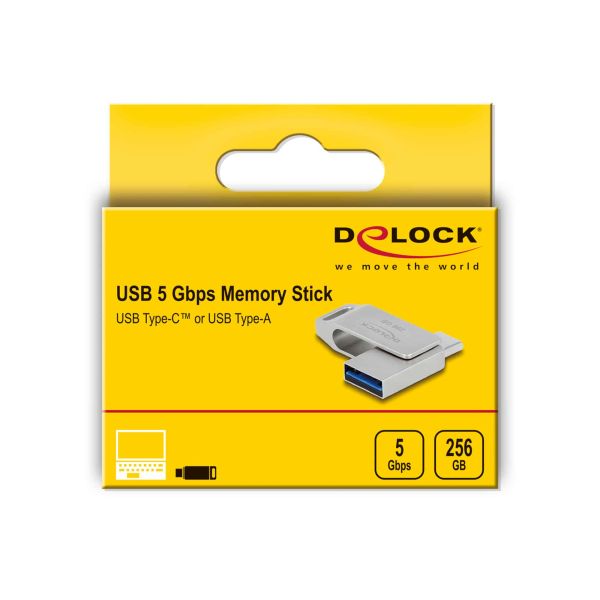 DeLOCK 54008 USB flash drive 256 GB USB Type-A / USB Type-C 3.0 Grijs (54008)