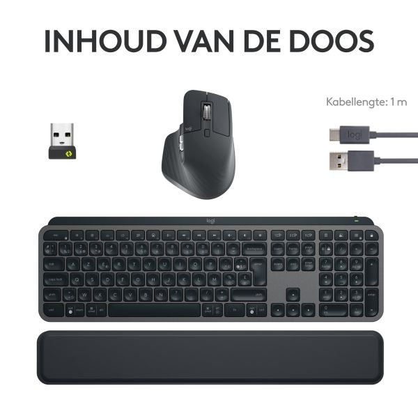 Logitech MX Keys S Combo toetsenbord Inclusief muis RF-draadloos + Bluetooth QWERTY US International Grafiet (920-011614)