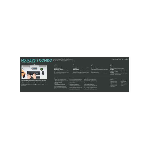 Logitech MX Keys S Combo toetsenbord Inclusief muis RF-draadloos + Bluetooth QWERTY US International Grafiet (920-011614)
